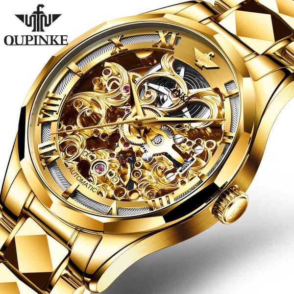 oupinke luxury men watches gold skeleton mechanical watch men automatic sapphire glass stainless steel wristwatch montre homme, Slivery;brown
oupinke luxury men watches gold skeleton mechanical watch men automatic sapphire glass stainless steel wristwatch montre homme, Slivery;brown