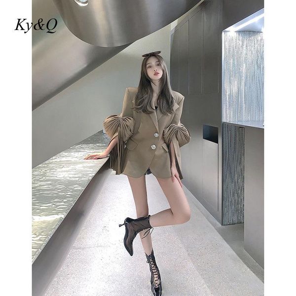 women's suits & blazers runway chic bow fold decorative slit sleeve suit jacket designer clothing 2021 early autumn coat, White;black 
women's suits & blazers runway chic bow fold decorative slit sleeve suit jacket designer clothing 2021 early autumn coat, White;black