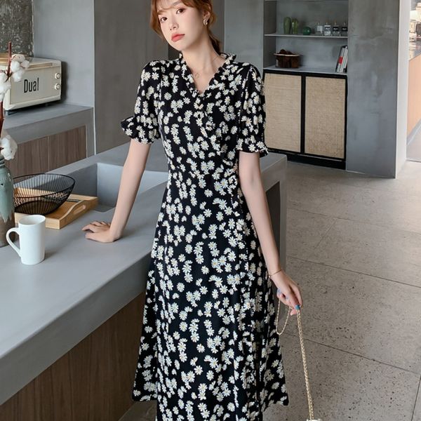 dress french daisy print summer women vintage boho holiday chiffon elegant slim long party sundress vestidos 9o2p, Black;gray
dress french daisy print summer women vintage boho holiday chiffon elegant slim long party sundress vestidos 9o2p, Black;gray