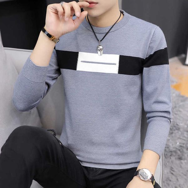 autumn men's bottoming shirt trendy brand long sleeve round neck slim sweater classic fashion color matching pullover 210531, White;black
autumn men's bottoming shirt trendy brand long sleeve round neck slim sweater classic fashion color matching pullover 210531, White;black