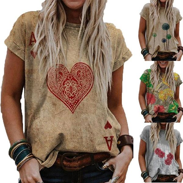women summer t-shirt vintage short sleeve casual printed round neck faded pullover women's, White
women summer t-shirt vintage short sleeve casual printed round neck faded pullover women's, White