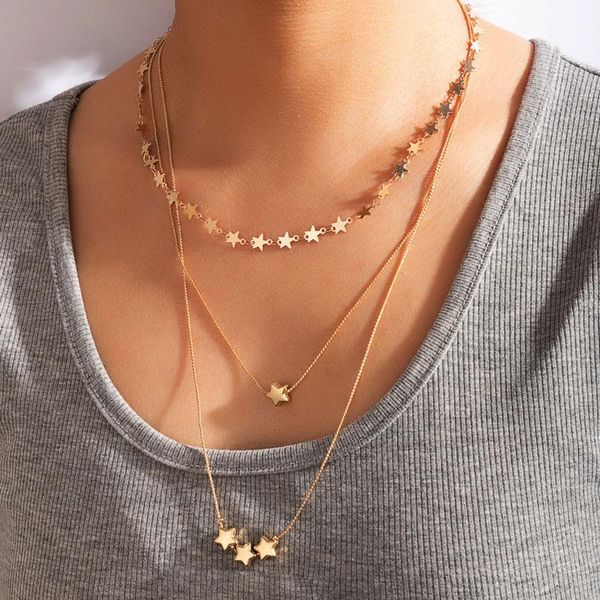 chokers fashion multi-layer five-pointed star choker necklace for women girls gold color long chain jewelry gifts, Golden;silver
chokers fashion multi-layer five-pointed star choker necklace for women girls gold color long chain jewelry gifts, Golden;silver