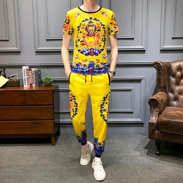 men's tracksuits two dragon print piece set men slim fit outfits short sleeve t shirt tracksuit and pants yellow, Gray
men's tracksuits two dragon print piece set men slim fit outfits short sleeve t shirt tracksuit and pants yellow, Gray