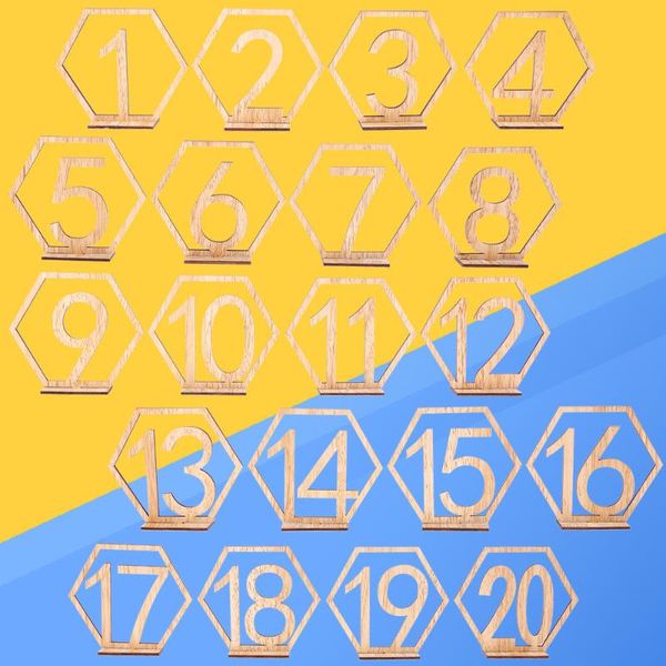party decoration 20pcs hexagon 1-20 wooden table numbers with holder base for wedding
party decoration 20pcs hexagon 1-20 wooden table numbers with holder base for wedding