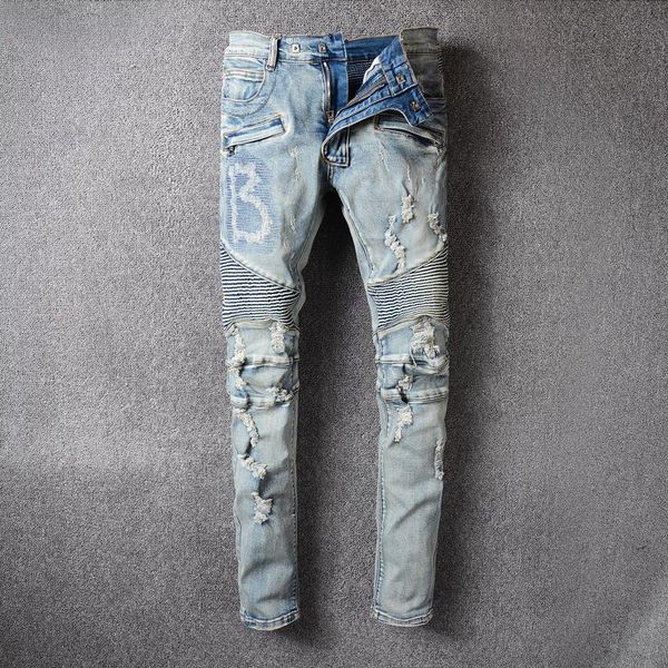streetwear men jeans retro blue destroyed ripped hip hop pants embroidery spliced designer biker homme men's
streetwear men jeans retro blue destroyed ripped hip hop pants embroidery spliced designer biker homme men's