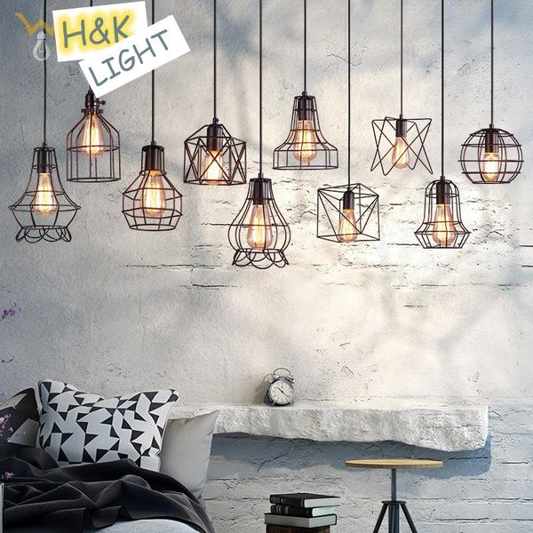 pendant lamps american country creative art restaurant bar retro industrial style chandelier warehouse clothing shop small iron cage chandel