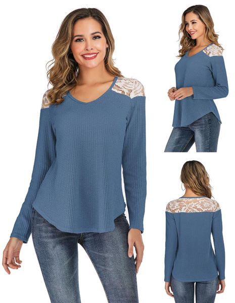 women's t-shirt goowrom autumn women t-shirts shoulder lace stitching loose v-collar long sleeve waffle female pink, White
women's t-shirt goowrom autumn women t-shirts shoulder lace stitching loose v-collar long sleeve waffle female pink, White