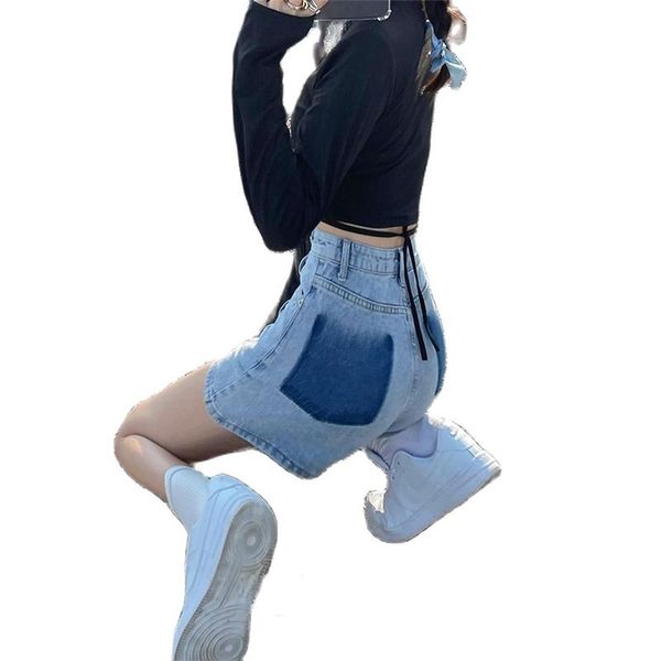 women's jeans fashion high waist short women 2021 summer straight pants thin pockets printing and dyeing personality shorts, Blue
women's jeans fashion high waist short women 2021 summer straight pants thin pockets printing and dyeing personality shorts, Blue