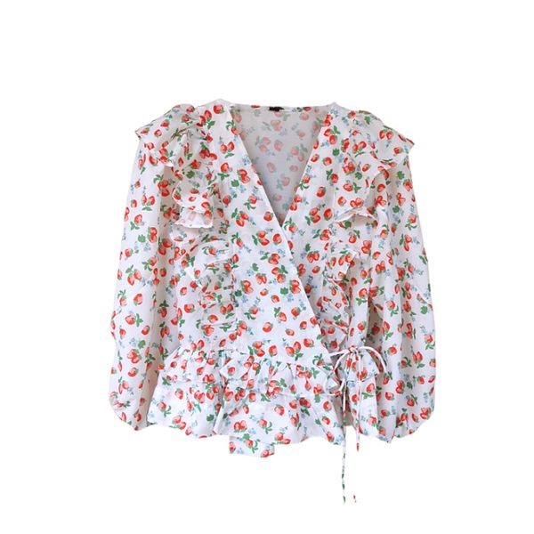 sweet strawberry print blouse women shirts chic ruffles design lace up blusas mujer fresh spring long sleeve ladies 210514, White
sweet strawberry print blouse women shirts chic ruffles design lace up blusas mujer fresh spring long sleeve ladies 210514, White