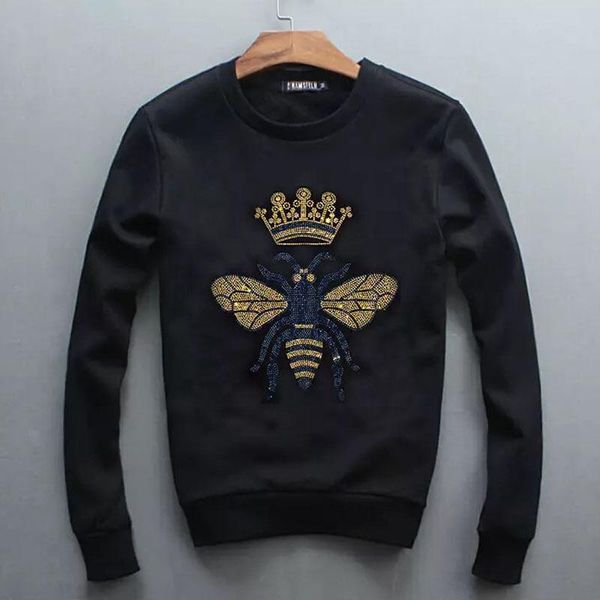 men's hoodies & sweatshirts winter hoodie rhinestone design high-quality o-neck cotton bee style hoody oversized sports pullover heavy, Black
men's hoodies & sweatshirts winter hoodie rhinestone design high-quality o-neck cotton bee style hoody oversized sports pullover heavy, Black