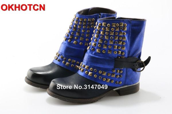 boots blue black retro genuine leather women ankle rivets studded buckle strap botas altas mujer shoes
boots blue black retro genuine leather women ankle rivets studded buckle strap botas altas mujer shoes