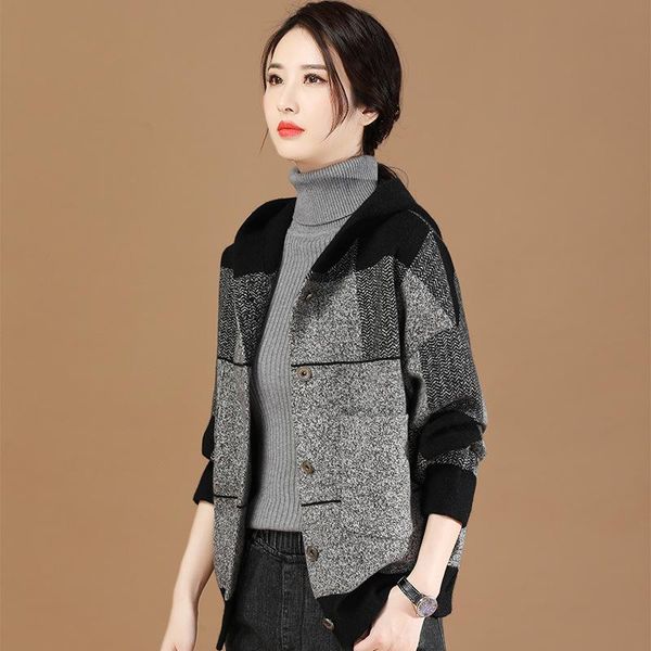 women's wool & blends 2021 spring autumn relaxed plaid hooded and thickened tweed jacket for korean coat large size m l, Black
women's wool & blends 2021 spring autumn relaxed plaid hooded and thickened tweed jacket for korean coat large size m l, Black