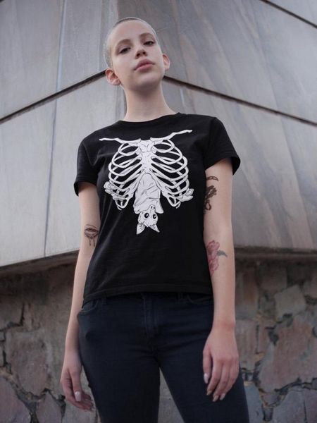 women's t-shirt bat skull gothic funny 100% cotton graphic street style fashion grunge tumblr women casual tshirt, White
women's t-shirt bat skull gothic funny 100% cotton graphic street style fashion grunge tumblr women casual tshirt, White