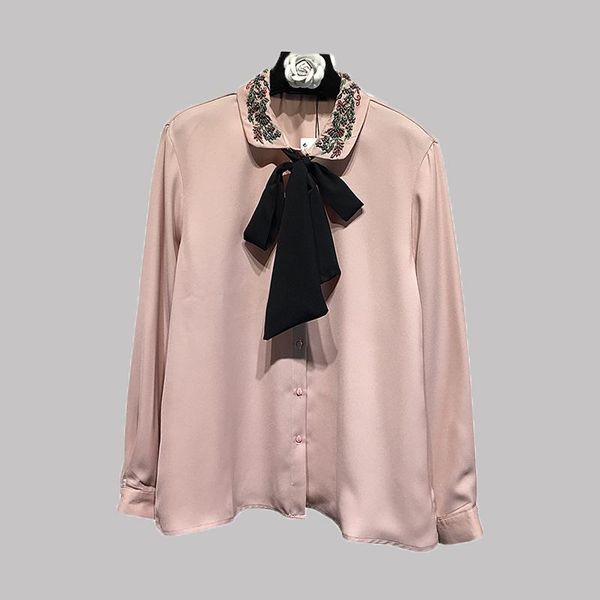women's blouses & shirts blouse 2021 spring long sleeve bow tie chiffon shirt pink female streetwear chic blusas bead decorati, White
women's blouses & shirts blouse 2021 spring long sleeve bow tie chiffon shirt pink female streetwear chic blusas bead decorati, White