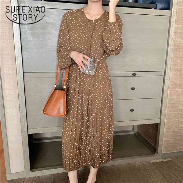 korean high waist fashion elegant pleated dress women dot print es round collar spring sweet chiffon 12698 210506, Black;gray
korean high waist fashion elegant pleated dress women dot print es round collar spring sweet chiffon 12698 210506, Black;gray