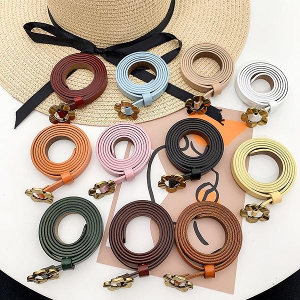 belts women belt metal golden flower buckle design adjustable leather thin waistband solid color simple jeans dress decoration, Black;brown
belts women belt metal golden flower buckle design adjustable leather thin waistband solid color simple jeans dress decoration, Black;brown