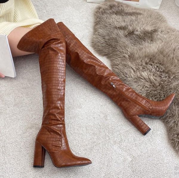 boots pointed toe thick heels over knee women's snake pattern pu leather side zipper long bootas leisure winter autumn warm, Black
boots pointed toe thick heels over knee women's snake pattern pu leather side zipper long bootas leisure winter autumn warm, Black