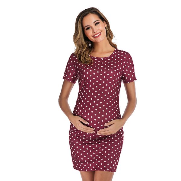 skirt 2021 women's round ne printed short sleeve maternity, Black 
skirt 2021 women's round ne printed short sleeve maternity, Black