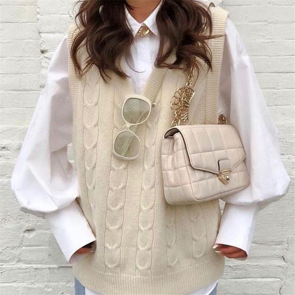 fashion v-neck knitted vest women sweater 2021 spring and autumn loose sleeveless women's vests, Black;white
fashion v-neck knitted vest women sweater 2021 spring and autumn loose sleeveless women's vests, Black;white