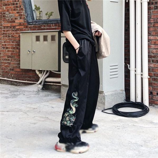 women's pants & capris vintage summer wide leg chinese style dragon embroidery trousers pleated men women cool harajuku, Black;white
women's pants & capris vintage summer wide leg chinese style dragon embroidery trousers pleated men women cool harajuku, Black;white