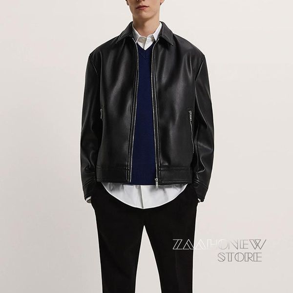 men's jackets zaaho spring autumn men faux leather jacket motorcycle lapel black outwear male zipper casual solid coats, Black;brown
men's jackets zaaho spring autumn men faux leather jacket motorcycle lapel black outwear male zipper casual solid coats, Black;brown