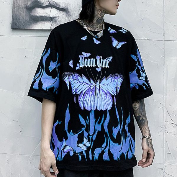 men's t-shirts butterfly blue printing t-shirt 2021 summer cotton o-neck pullover hip hop tees harajuku loose men streetwear, White;black
men's t-shirts butterfly blue printing t-shirt 2021 summer cotton o-neck pullover hip hop tees harajuku loose men streetwear, White;black