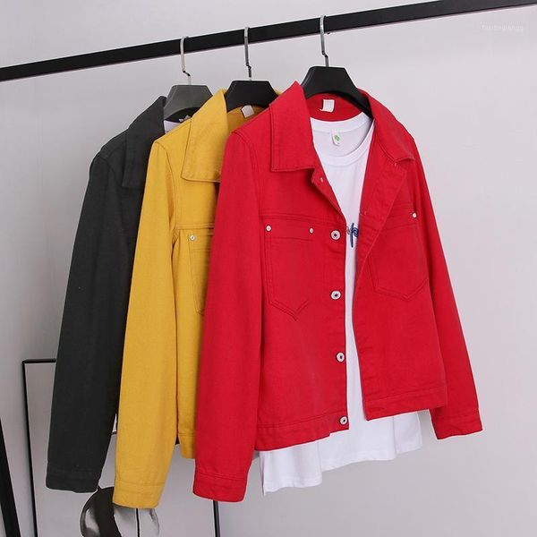women's jackets denim woman jacket spring 2021 long sleeve turn down collar pocket jeans coats solid black red yellow casual wear simpl, Black;brown
women's jackets denim woman jacket spring 2021 long sleeve turn down collar pocket jeans coats solid black red yellow casual wear simpl, Black;brown