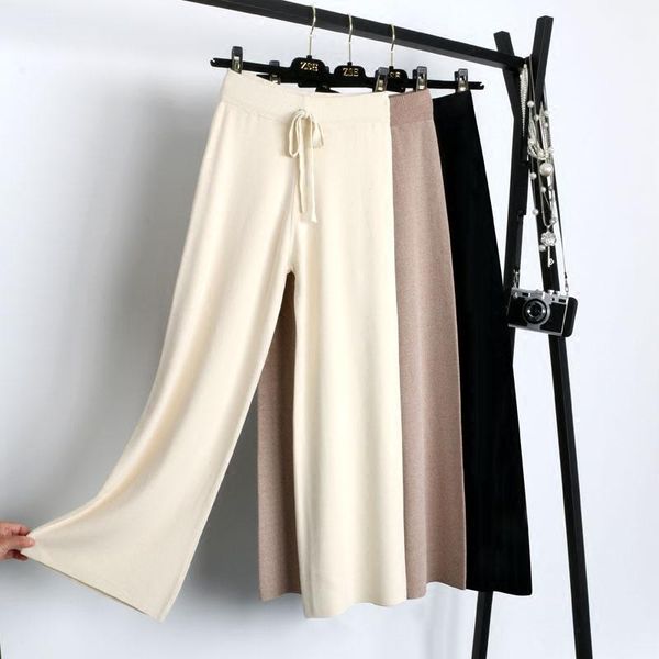 women's pants & capris fashion spring autumn women knitted wide leg loose drawstring elastic high waist trousers female casual pant sf1, Black;white
women's pants & capris fashion spring autumn women knitted wide leg loose drawstring elastic high waist trousers female casual pant sf1, Black;white