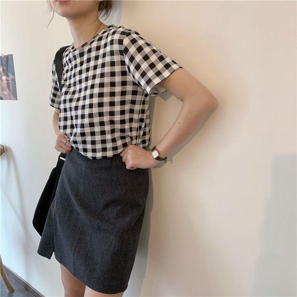women's t-shirt cotton t korean style ins super black and white plaid versatile western women 's design sense niche pure cotto
women's t-shirt cotton t korean style ins super black and white plaid versatile western women 's design sense niche pure cotto