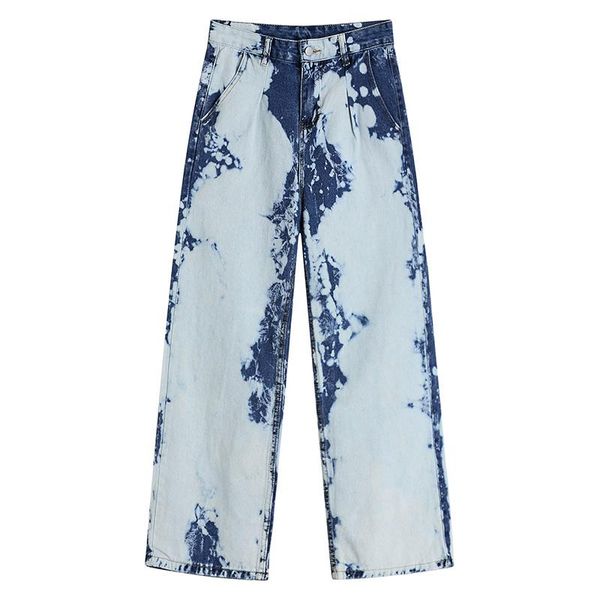 women's jeans thin tie dyed wide leg women high waist straight casual pants drop loose, Blue
women's jeans thin tie dyed wide leg women high waist straight casual pants drop loose, Blue
