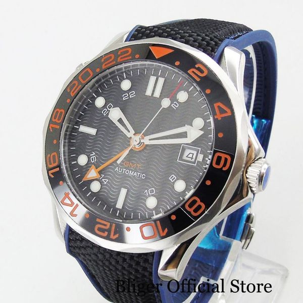 bliger black luminous marks gmt function 41mm self winding heren clock automatic clockwork rubber tape, Slivery;brown
bliger black luminous marks gmt function 41mm self winding heren clock automatic clockwork rubber tape, Slivery;brown