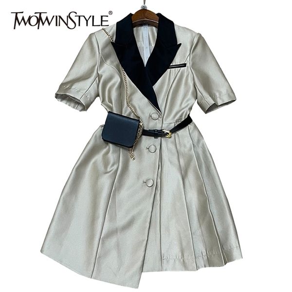 elegant hit color dress for women notched short sleeve high waist patchwork bags mini dresses female chic style 210520, Black;gray
elegant hit color dress for women notched short sleeve high waist patchwork bags mini dresses female chic style 210520, Black;gray