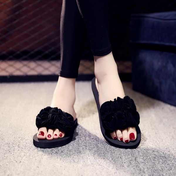 summer women's sandals bohemian style flower flat slippers solid color outdoor non-slip beach shoes, Black
summer women's sandals bohemian style flower flat slippers solid color outdoor non-slip beach shoes, Black