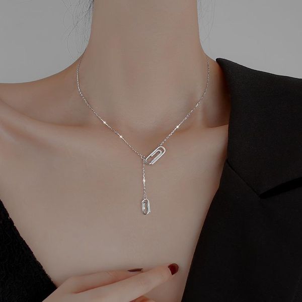 chains elegant paper clip pendant necklace for women geometric clavicle chain festival jewelry gifts, Silver
chains elegant paper clip pendant necklace for women geometric clavicle chain festival jewelry gifts, Silver