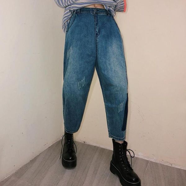 women's jeans this year's cut in multi detail patch retro straight wash daddy jean women and men, Blue
women's jeans this year's cut in multi detail patch retro straight wash daddy jean women and men, Blue