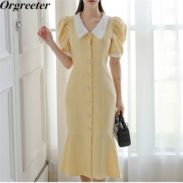korean style yellow mermaid women dress office ladies lapel pearl single-breasted bodycon mid summer 210602, Black;gray
korean style yellow mermaid women dress office ladies lapel pearl single-breasted bodycon mid summer 210602, Black;gray