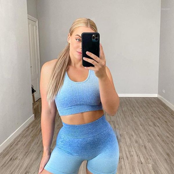 yoga outfit 2 pieces seamless sports set short gradient fitness clothing suits gym bra+high waist shorts workout pants
yoga outfit 2 pieces seamless sports set short gradient fitness clothing suits gym bra+high waist shorts workout pants