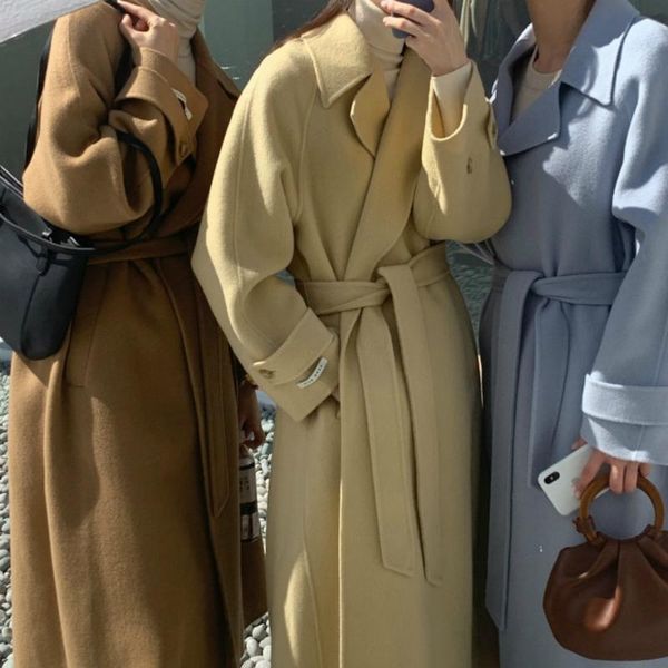 women's wool & blends 2021 korea women winter elegant brief long coat jacket waistbelt woolen overcoat split hem cardigan outerwear clo, Black
women's wool & blends 2021 korea women winter elegant brief long coat jacket waistbelt woolen overcoat split hem cardigan outerwear clo, Black