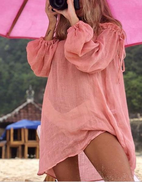 women's swimwear off shoulder sheer beach cover-up loose see through long sleeve pareo bohemian short es ijfr, White;black
women's swimwear off shoulder sheer beach cover-up loose see through long sleeve pareo bohemian short es ijfr, White;black