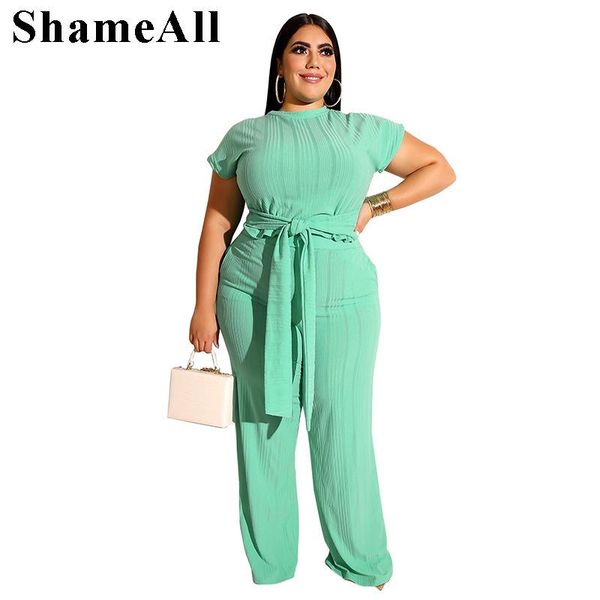 plus size tracksuits green shirts wide leg pants 2 two pieces suits 4xl summer crew neck bow tie sashes crop sweatpant sets
plus size tracksuits green shirts wide leg pants 2 two pieces suits 4xl summer crew neck bow tie sashes crop sweatpant sets