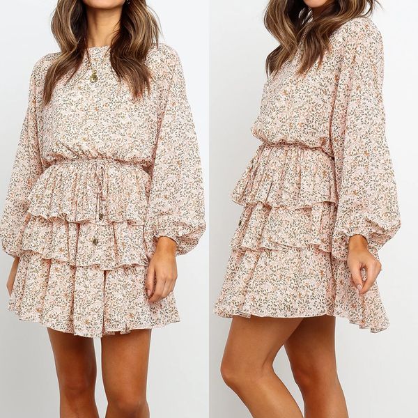 propcm women floral print dress elegant lantern sleeve casual ruffles dresses office lady mini party vestidos, Black;gray
propcm women floral print dress elegant lantern sleeve casual ruffles dresses office lady mini party vestidos, Black;gray