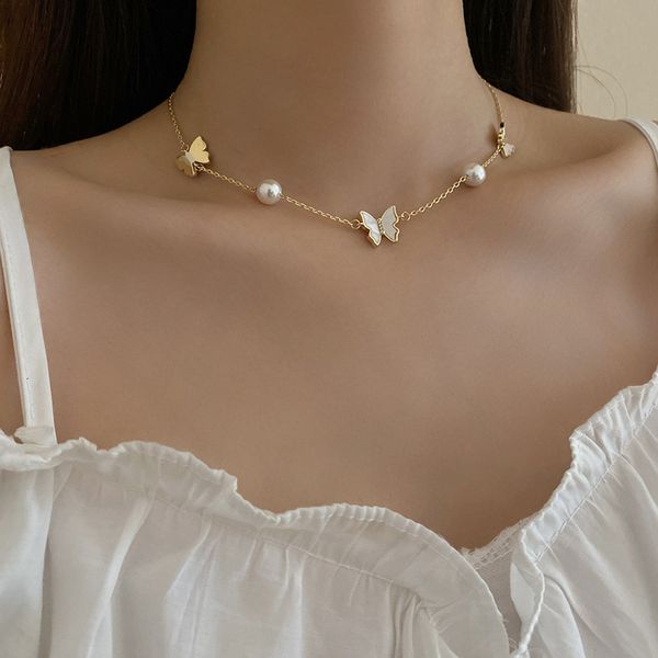 necklace luxury designer chain real gold plated korean shell pearl adjustable butterfly sweet short neck clavicle simple, Silver
necklace luxury designer chain real gold plated korean shell pearl adjustable butterfly sweet short neck clavicle simple, Silver
