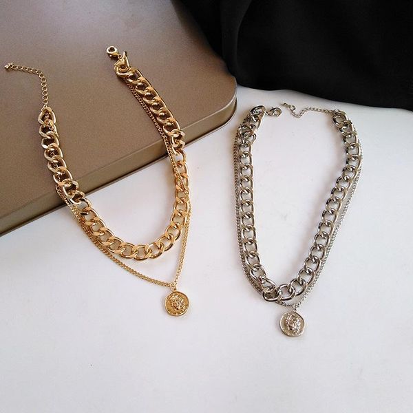 chains retro portrait coin pendant big thick chain necklace for women multi-layer choker geometric round necklaces jewelry, Silver
chains retro portrait coin pendant big thick chain necklace for women multi-layer choker geometric round necklaces jewelry, Silver