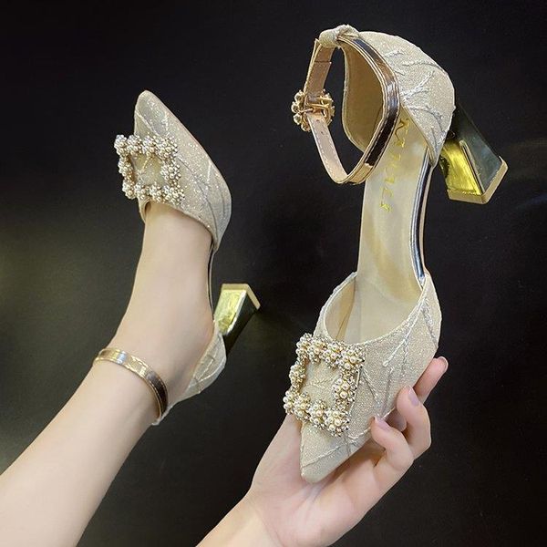 dress shoes korean high heels women's 2021 spring and autumn design temperament baotou thick heel raised pearl small fragrant sandals, Black
dress shoes korean high heels women's 2021 spring and autumn design temperament baotou thick heel raised pearl small fragrant sandals, Black