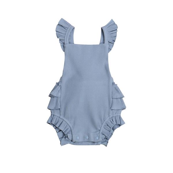 rompers 2021 baby solid color ribbed romper, girls sleeveless square collar short jumpsuit with ruffles, Blue 
rompers 2021 baby solid color ribbed romper, girls sleeveless square collar short jumpsuit with ruffles, Blue
