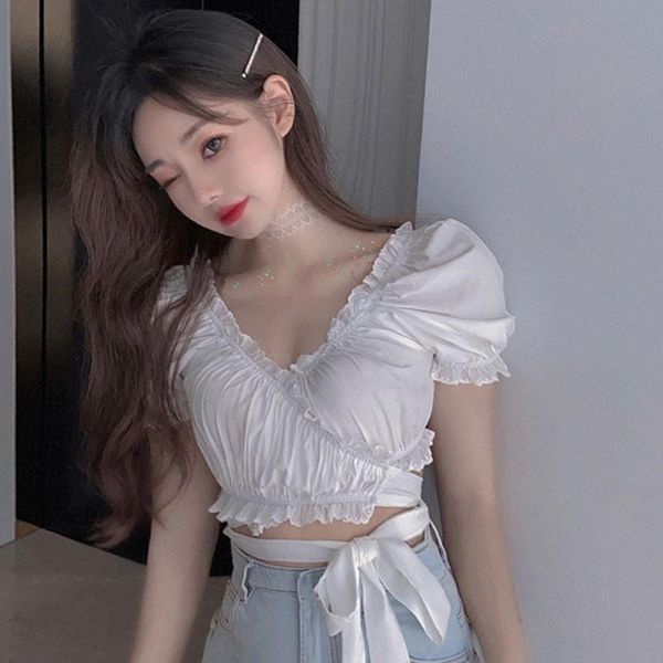 korean style v-neck chiffon shirt women lace stitching slim solid short blouse 2021 clothing women's blouses & shirts, White
korean style v-neck chiffon shirt women lace stitching slim solid short blouse 2021 clothing women's blouses & shirts, White