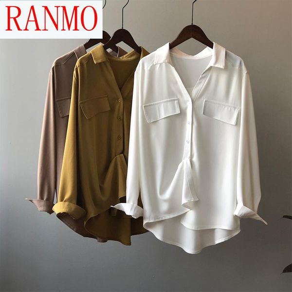 women's blouses & shirts spring korean style retro simple v-neck chiffon blouse shirt solid color thin long-sleeved women, White
women's blouses & shirts spring korean style retro simple v-neck chiffon blouse shirt solid color thin long-sleeved women, White