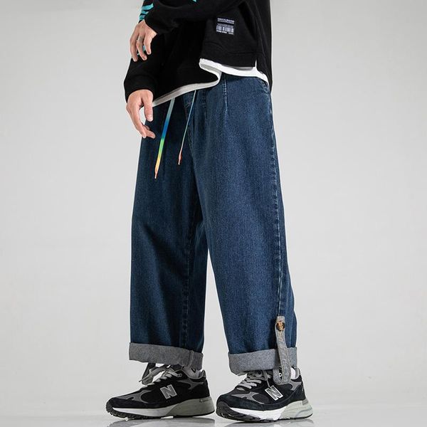 men's jeans large size cotton drawstring fashion casual wide-leg men streetwear loose hip-hop straight denim trousers mens, Blue
men's jeans large size cotton drawstring fashion casual wide-leg men streetwear loose hip-hop straight denim trousers mens, Blue