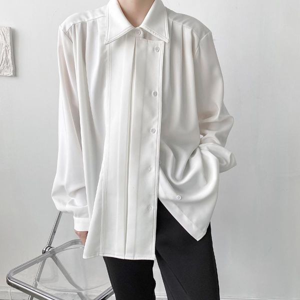 men's casual shirts pure color retro british style formal shirt men korean fashion loose streetwear social long-sleeved, White;black
men's casual shirts pure color retro british style formal shirt men korean fashion loose streetwear social long-sleeved, White;black
