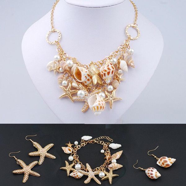 earrings & necklace women summer shells starfish paragraph clavicle earring set beach fashion originality personality grace pearl, Silver
earrings & necklace women summer shells starfish paragraph clavicle earring set beach fashion originality personality grace pearl, Silver